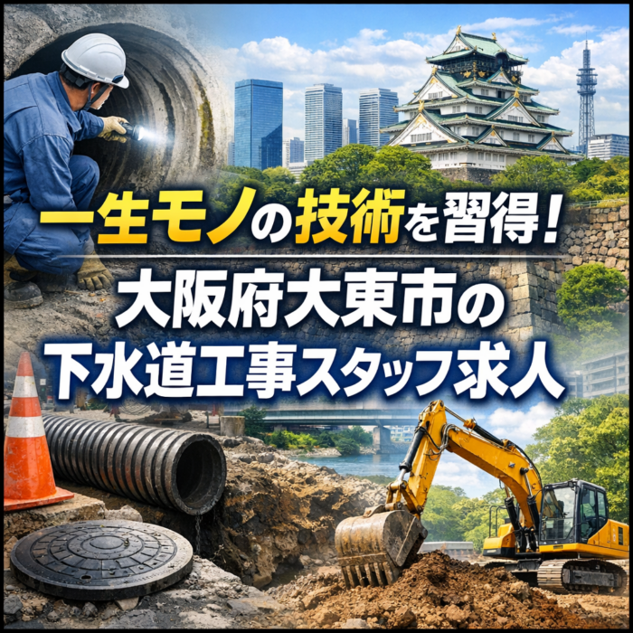 一生モノの技術を習得！大阪府大東市の下水道工事スタッフ求人