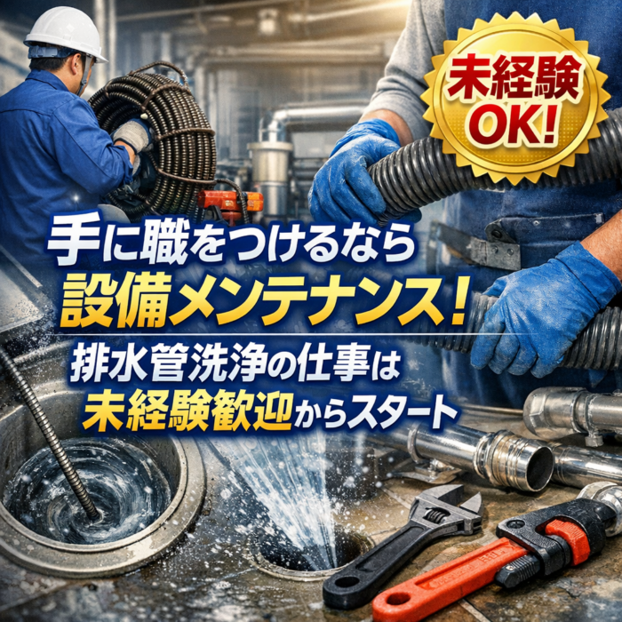 手に職をつけるなら設備メンテナンス！排水管洗浄の仕事は未経験歓迎からスタート